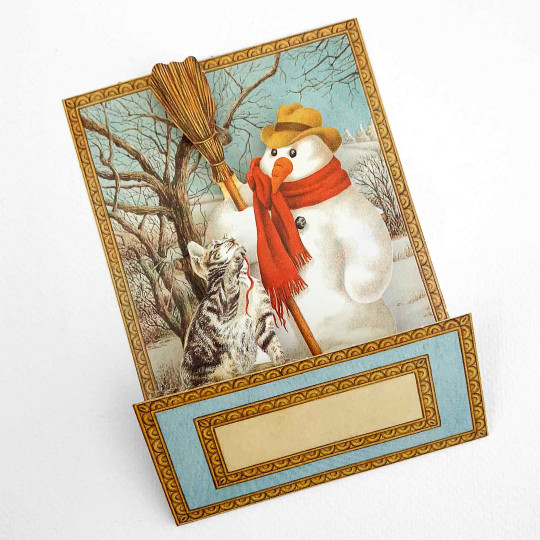 Pop-up Snowman with Cat Christmas Card ~ England